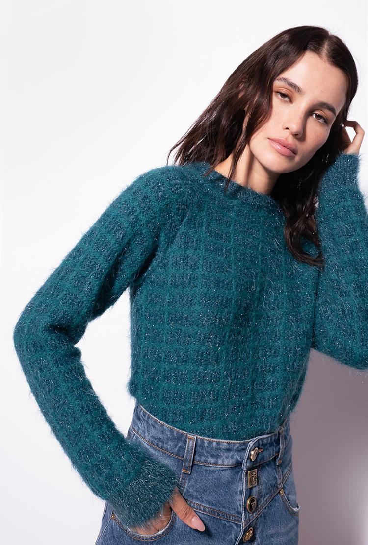 Women's Pinko Alpaca Blend Fluffy Pullover Peacock Green | Australia-06584799