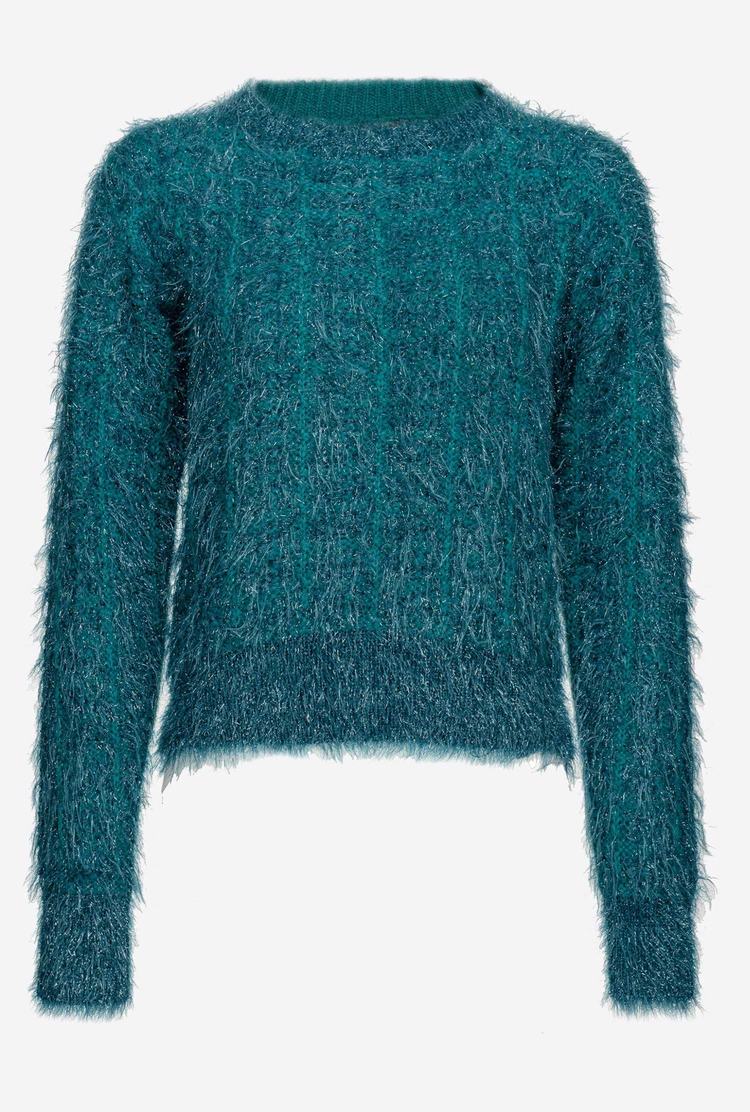 Women's Pinko Alpaca Blend Fluffy Pullover Peacock Green | Australia-06584799