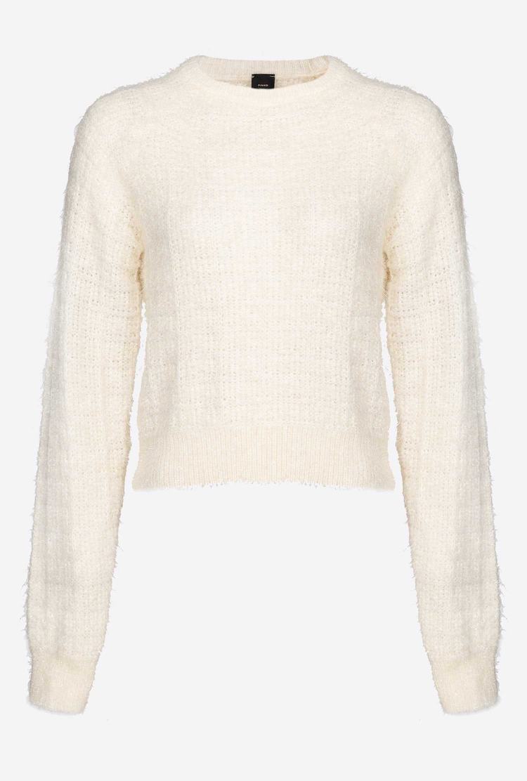 Women's Pinko Alpaca Blend Fluffy Pullover White | Australia-18509769