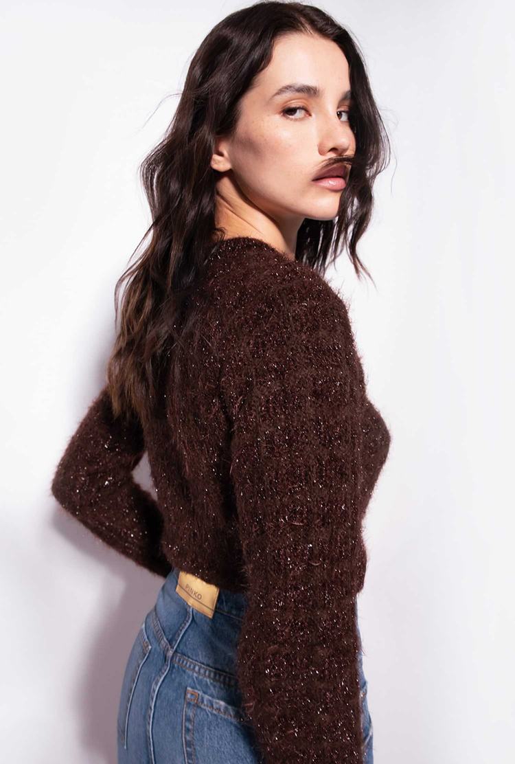 Women's Pinko Alpaca Blend Fluffy Pullover Chocolate | Australia-25869379