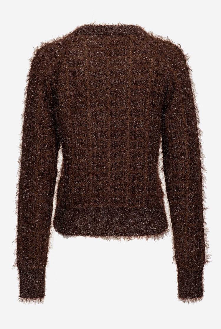 Women's Pinko Alpaca Blend Fluffy Pullover Chocolate | Australia-25869379