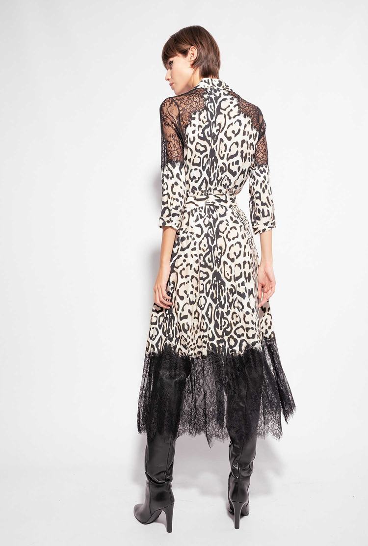 Women's Pinko Animal Print And Lace Dress Black | Australia-03486959