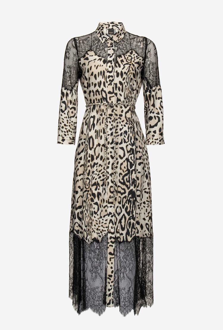 Women's Pinko Animal Print And Lace Dress Black | Australia-03486959