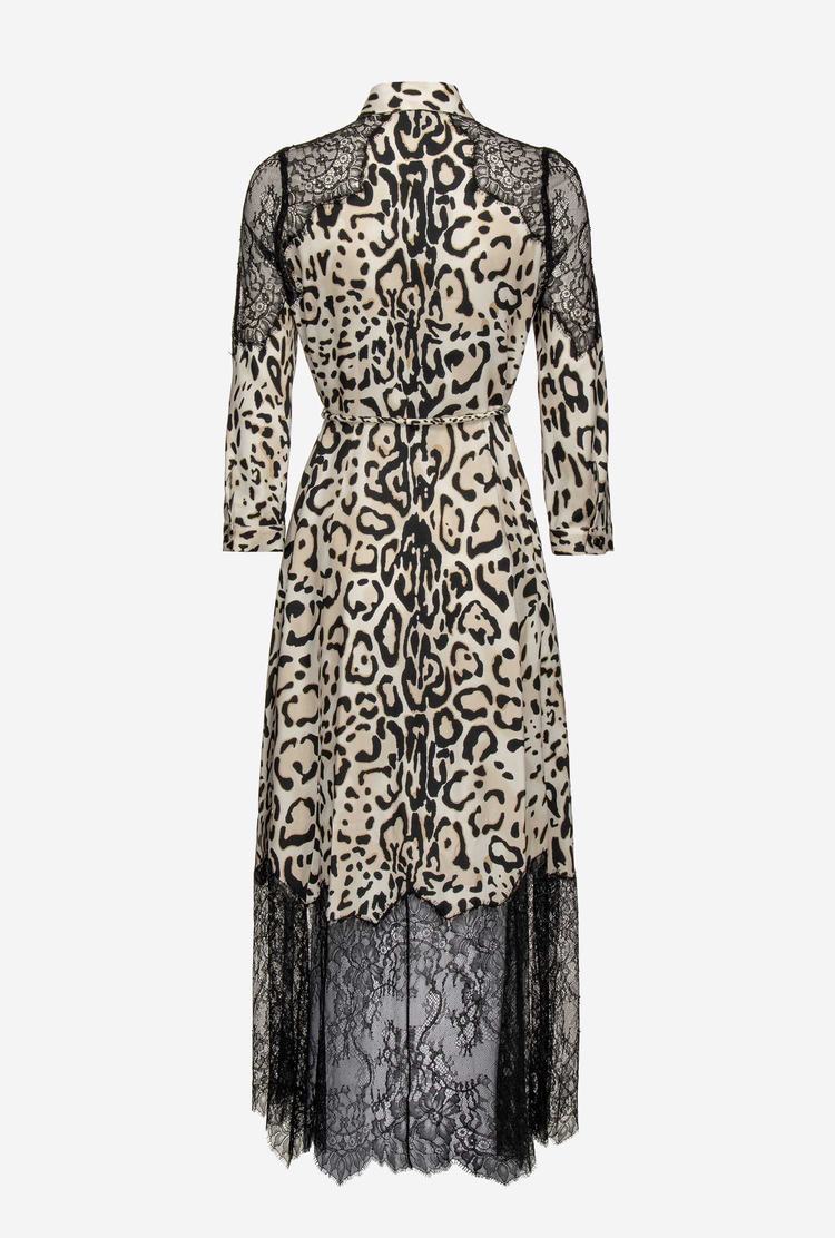 Women's Pinko Animal Print And Lace Dress Black | Australia-03486959