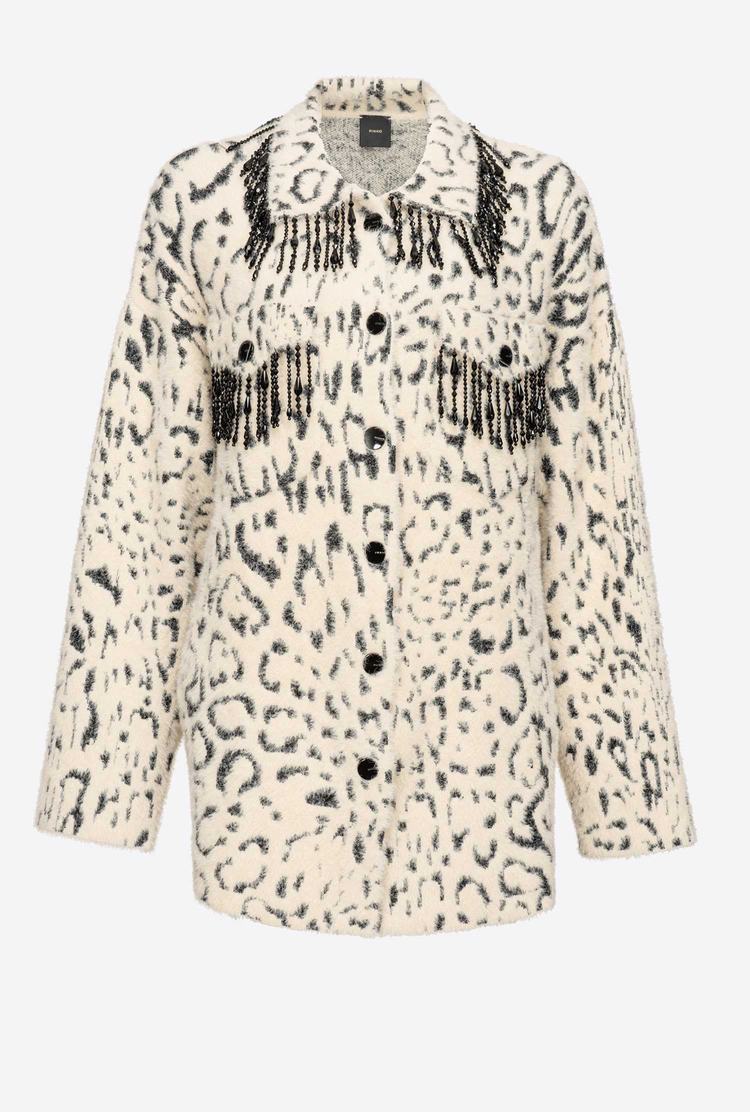 Women's Pinko Animal-print Faux Fur Jackets Cream/Black | Australia-83506299