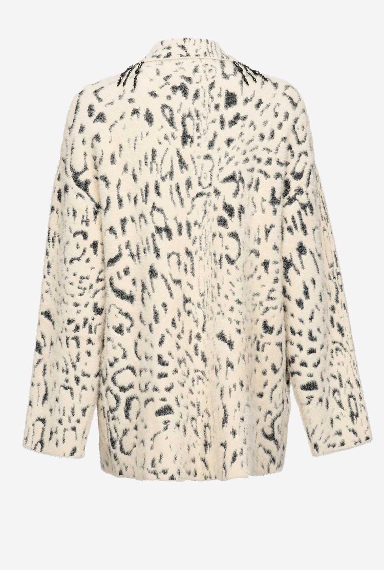 Women's Pinko Animal-print Faux Fur Jackets Cream/Black | Australia-83506299