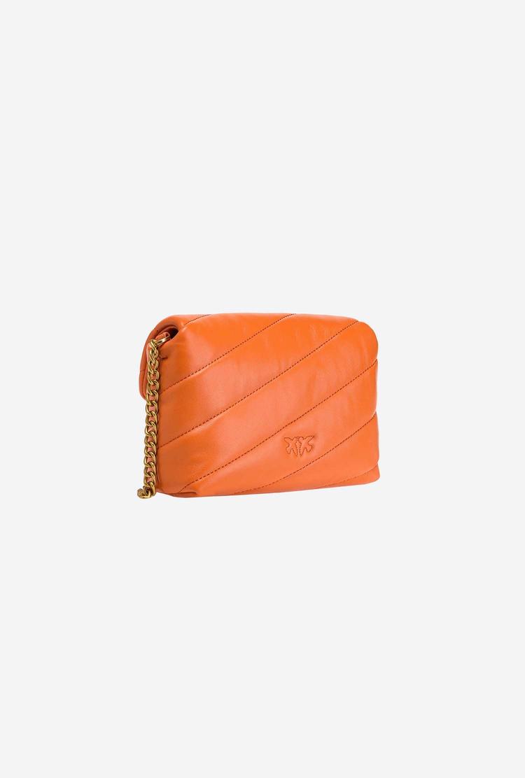 Women's Pinko Baby Love Bag Puff Maxi Quilt Crossbody Bags Orange Gold | Australia-92874539