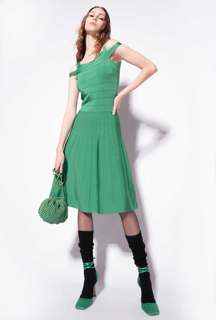 Women's Pinko Band Pattern Dress Green | Australia-63217949