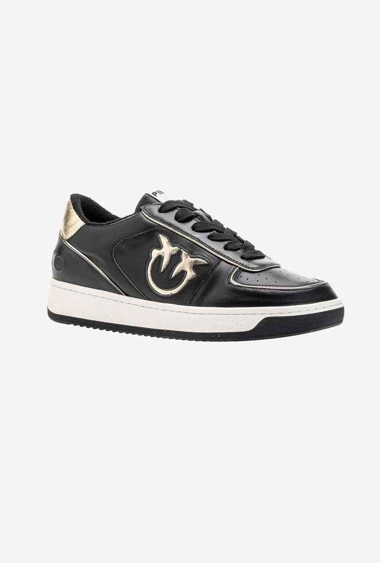 Women's Pinko Basketball Sneakers Black/Gold | Australia-98310769