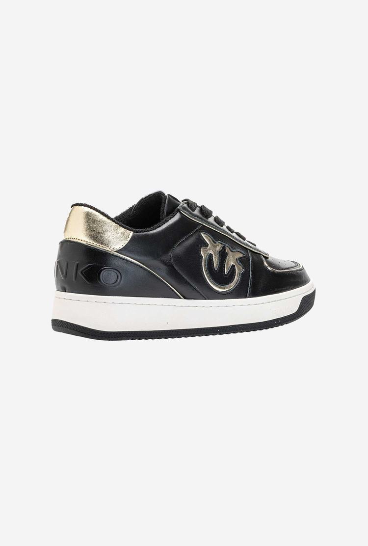 Women's Pinko Basketball Sneakers Black/Gold | Australia-98310769