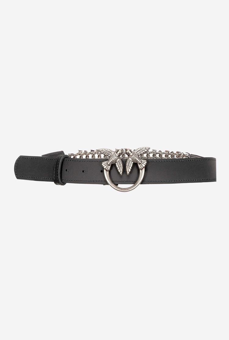 Women\'s Pinko Bejewelled Chain Belts Black Silver | Australia-40276959