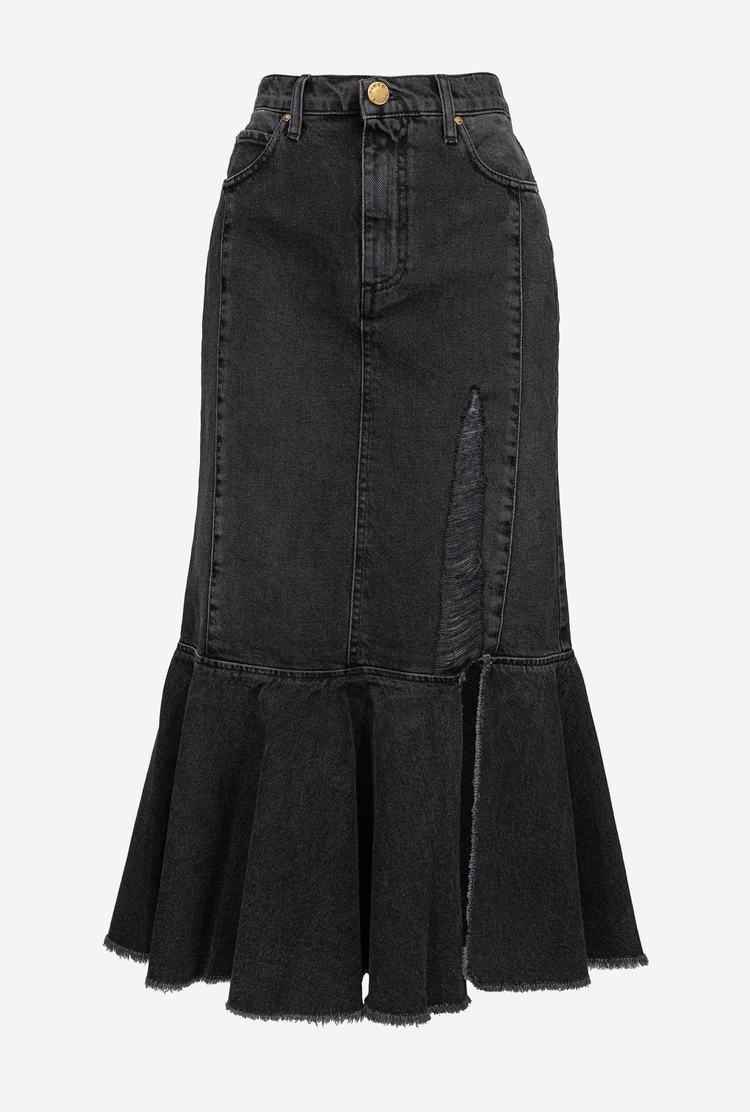 Women's Pinko Black Denim Midi Skirts Grey | Australia-24185399