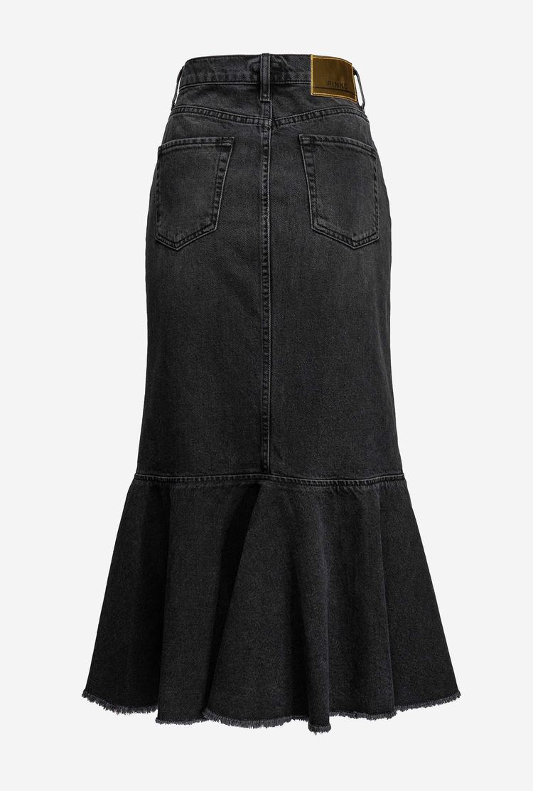 Women's Pinko Black Denim Midi Skirts Grey | Australia-24185399