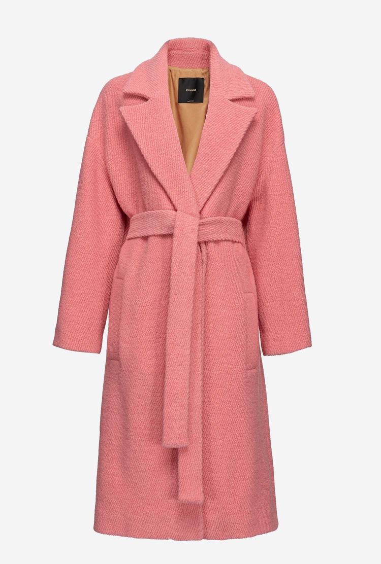 Women's Pinko Bouclé Wraparound Coats Rose | Australia-86350749