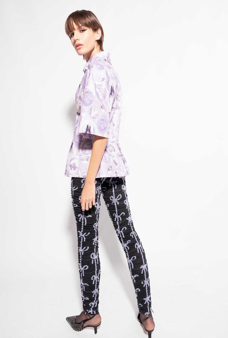 Women's Pinko Bow Print Pants Black | Australia-32570149