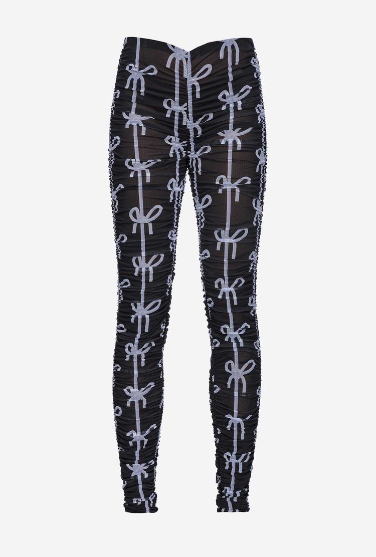 Women's Pinko Bow Print Pants Black | Australia-32570149