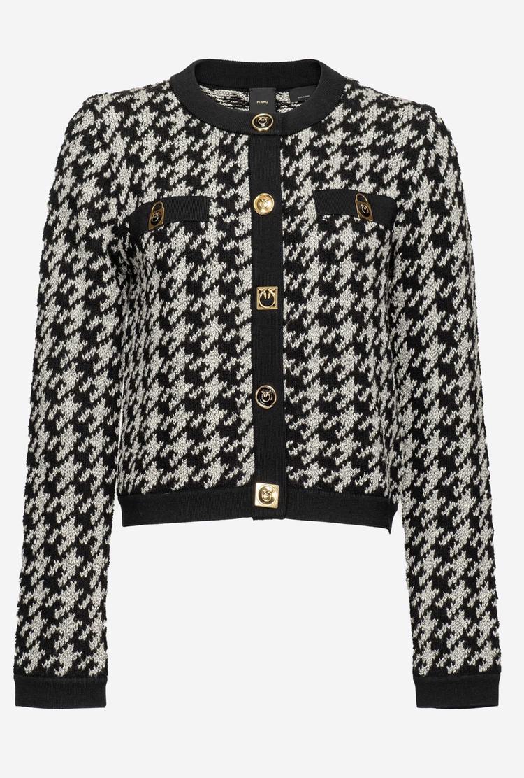 Women's Pinko Boxy Houndstooth Jackets Multicolor White/Black | Australia-68924759