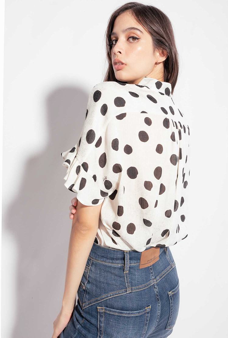 Women's Pinko Boxy Polka-dot Shirts White/Black | Australia-19705849