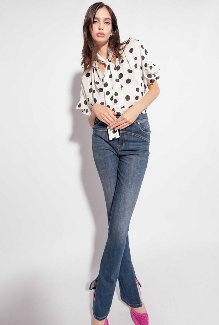 Women's Pinko Boxy Polka-dot Shirts White/Black | Australia-19705849