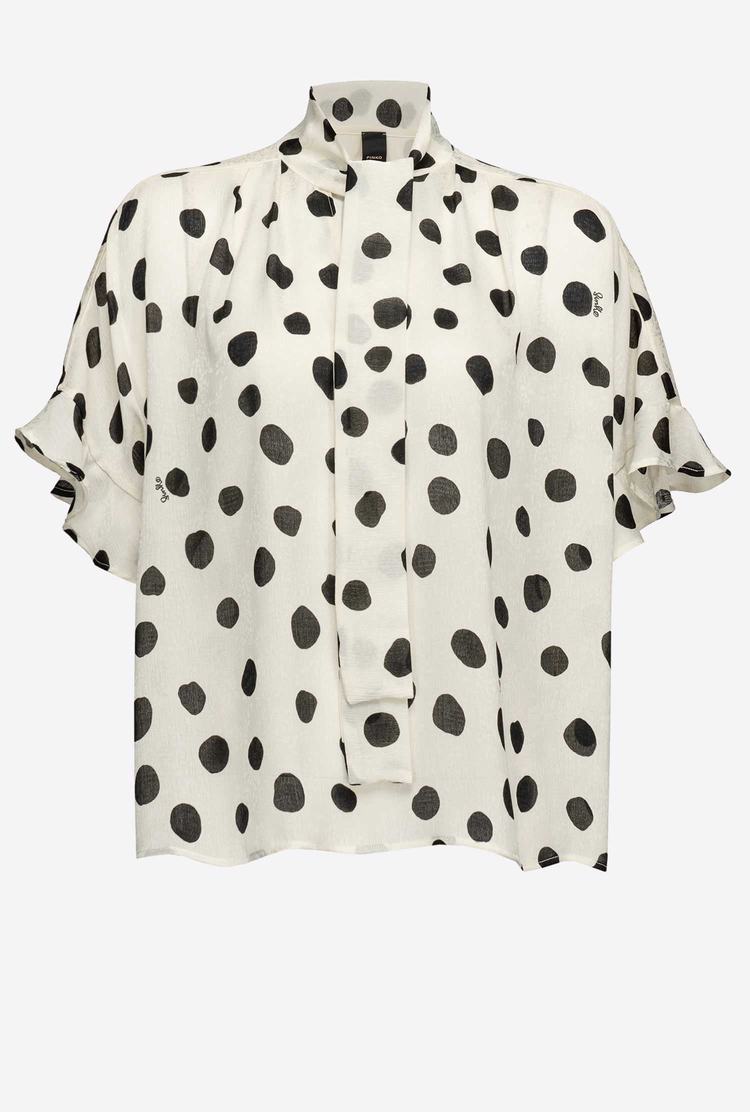 Women's Pinko Boxy Polka-dot Shirts White/Black | Australia-19705849