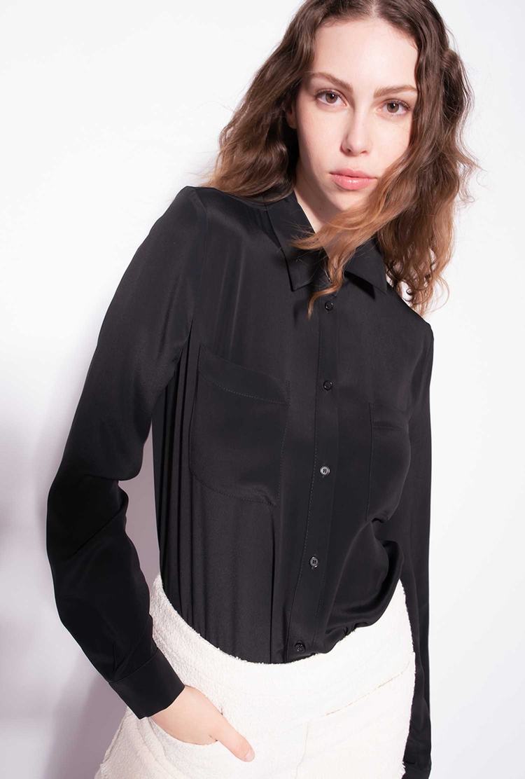 Women's Pinko Breast Pocket Shirts Black | Australia-19628709