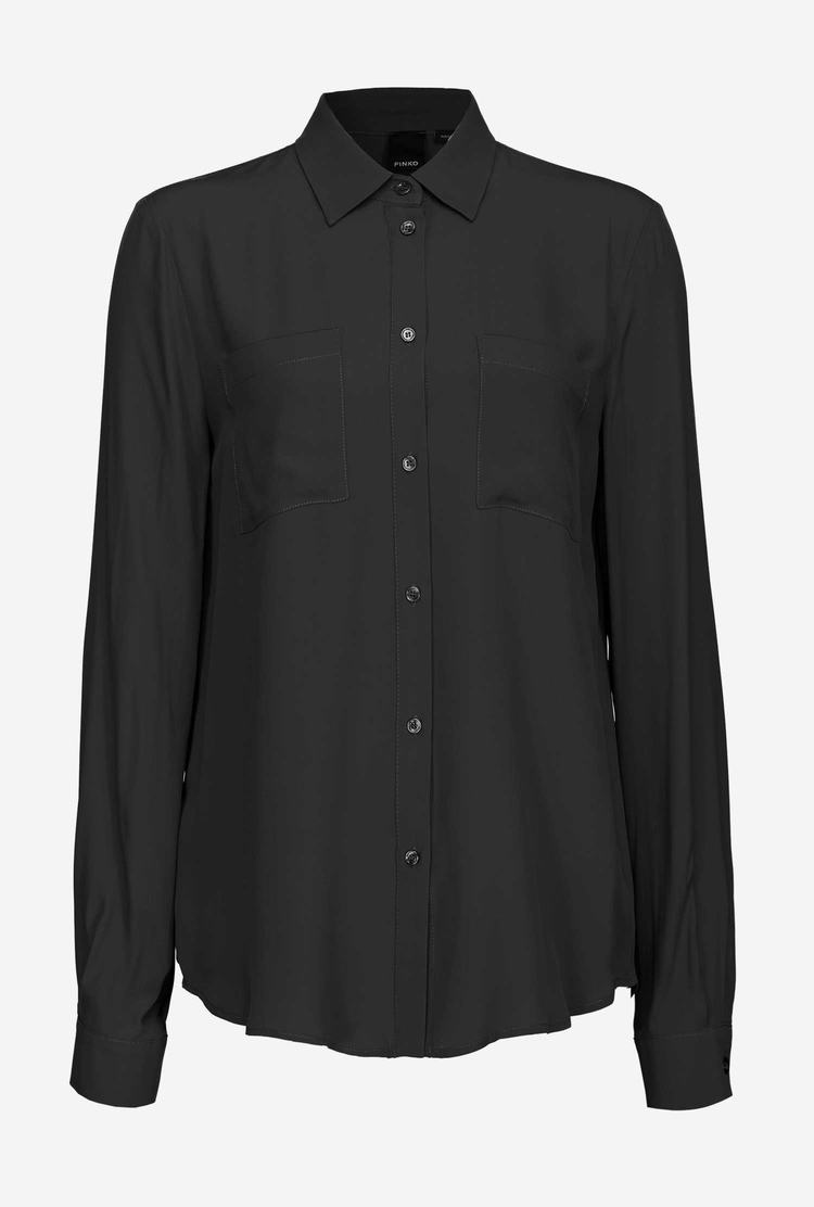 Women's Pinko Breast Pocket Shirts Black | Australia-19628709