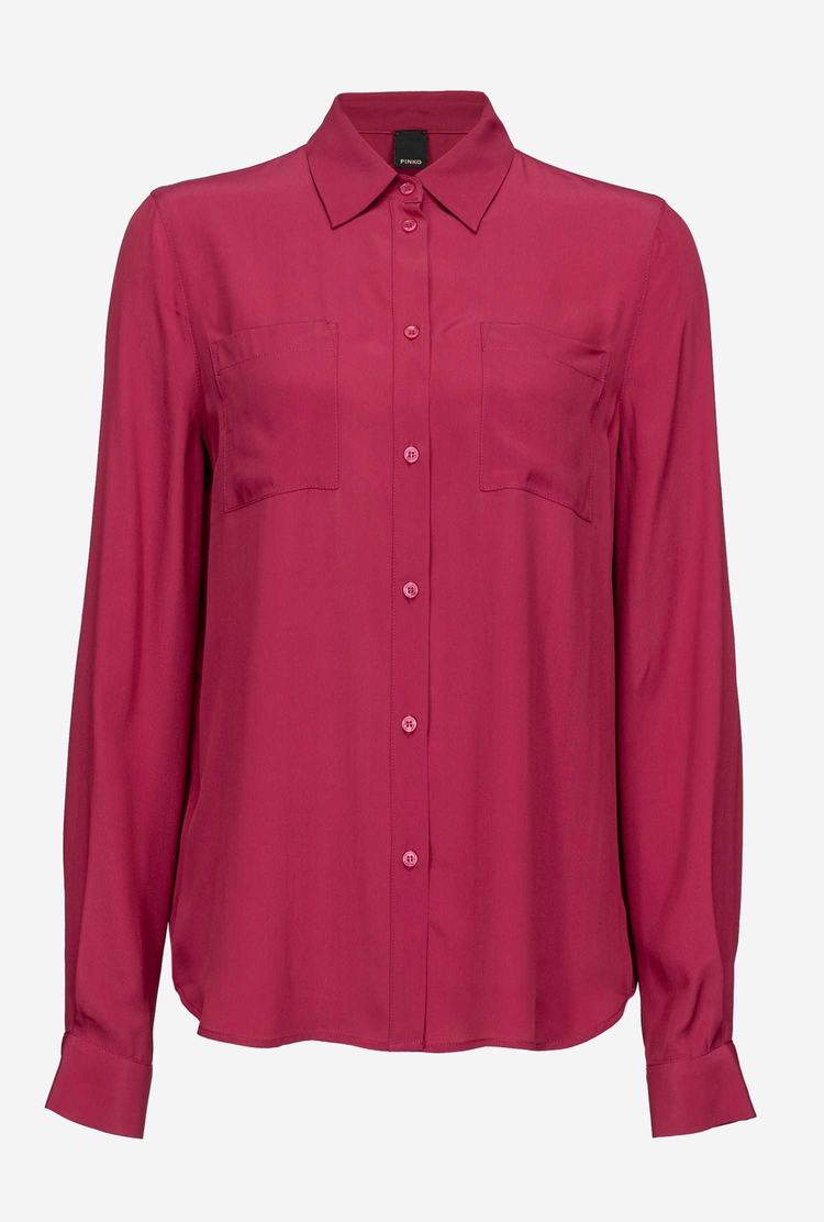 Women's Pinko Breast Pocket Shirts Fuchsia | Australia-09284169