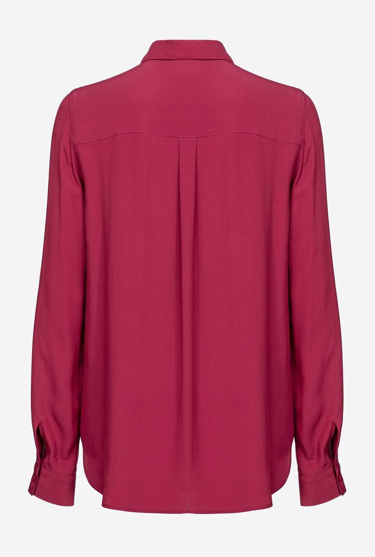 Women's Pinko Breast Pocket Shirts Fuchsia | Australia-09284169