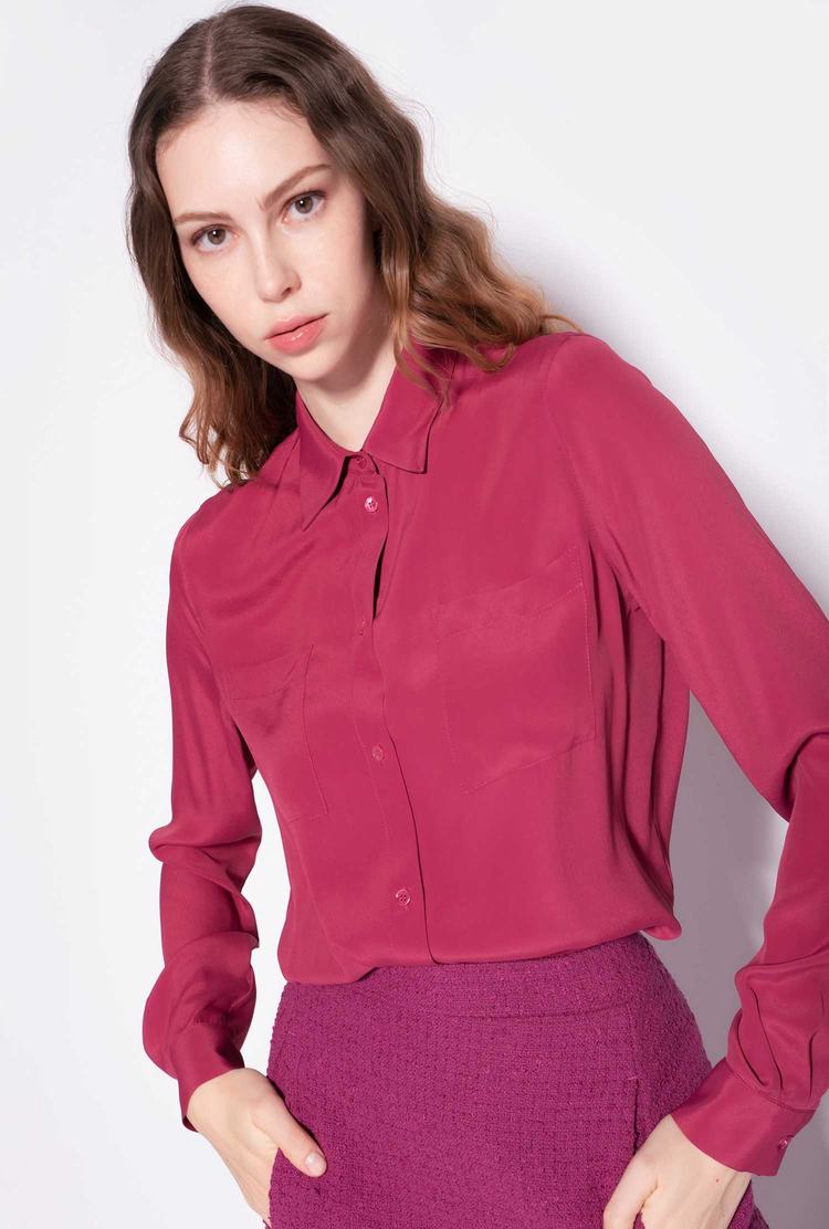 Women\'s Pinko Breast Pocket Shirts Fuchsia | Australia-09284169