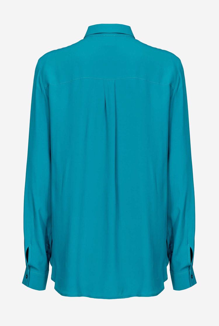 Women's Pinko Breast Pocket Shirts Peacock Green | Australia-04253799