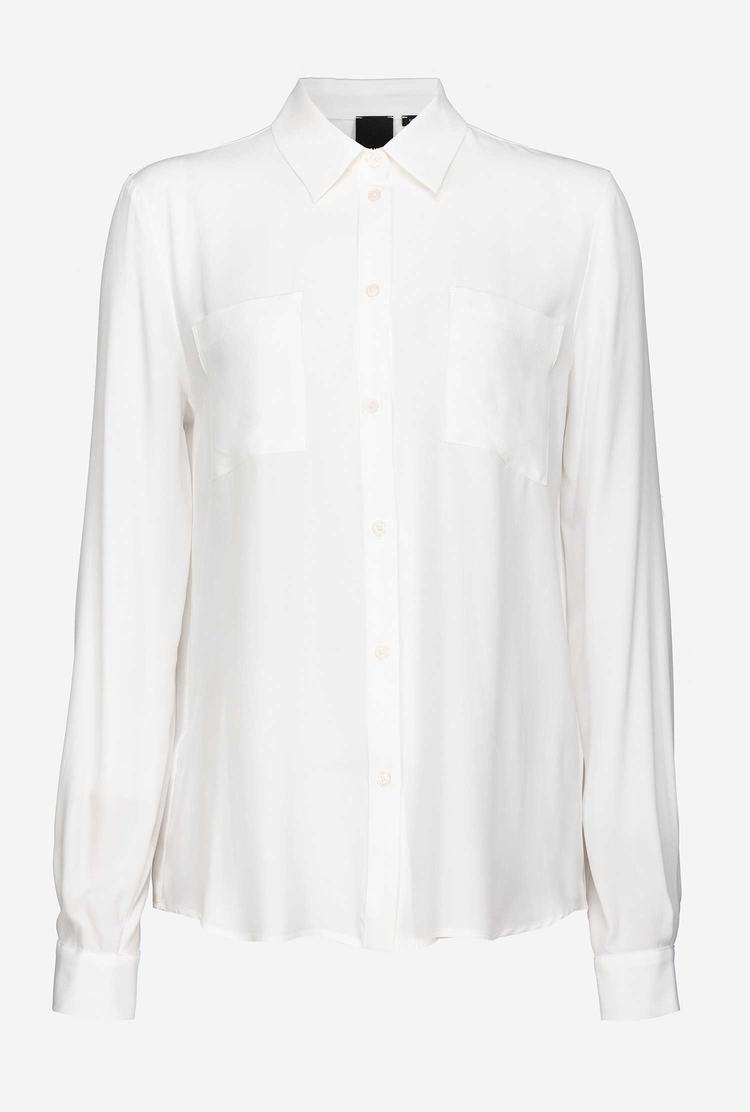 Women's Pinko Breast Pocket Shirts White | Australia-14690389