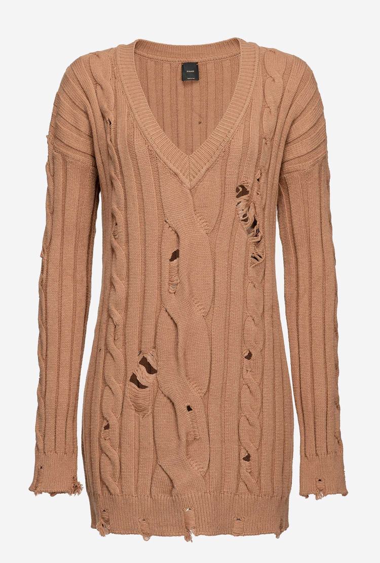 Women's Pinko Cable-knit Dress Beige | Australia-54769209