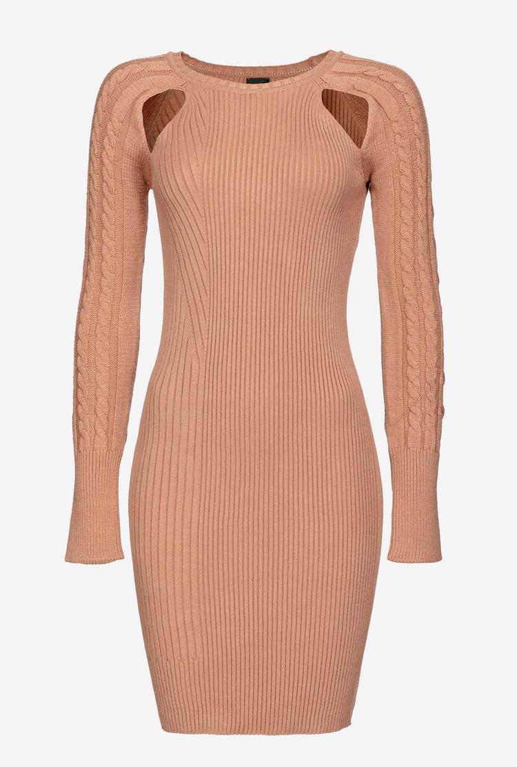 Women's Pinko Cable-knit Mini Dress Beige | Australia-90728149