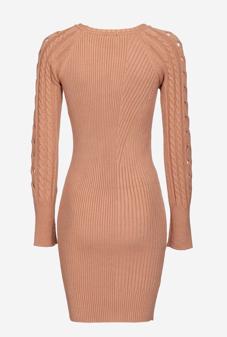 Women's Pinko Cable-knit Mini Dress Beige | Australia-90728149