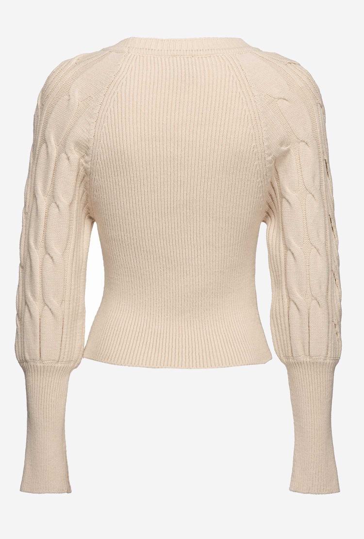 Women's Pinko Cable-knit Pullover Beige | Australia-17649509