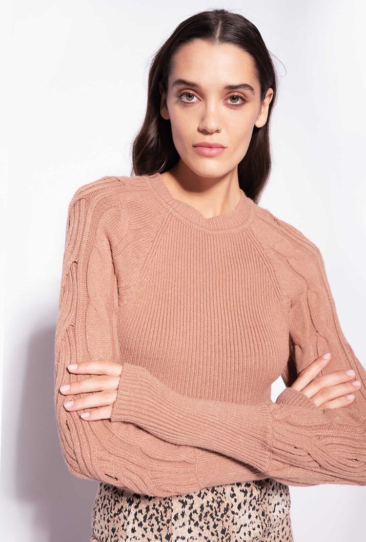 Women's Pinko Cable-knit Pullover Beige | Australia-36029879