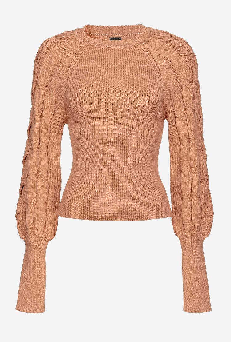 Women's Pinko Cable-knit Pullover Beige | Australia-36029879