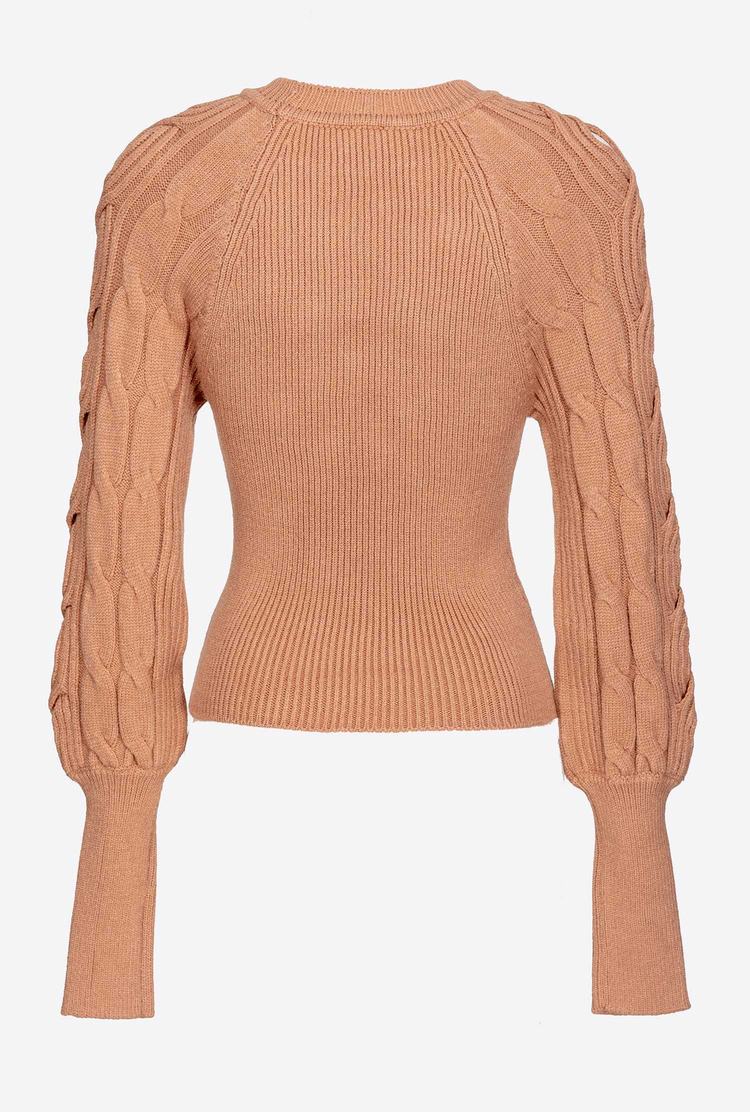 Women's Pinko Cable-knit Pullover Beige | Australia-36029879