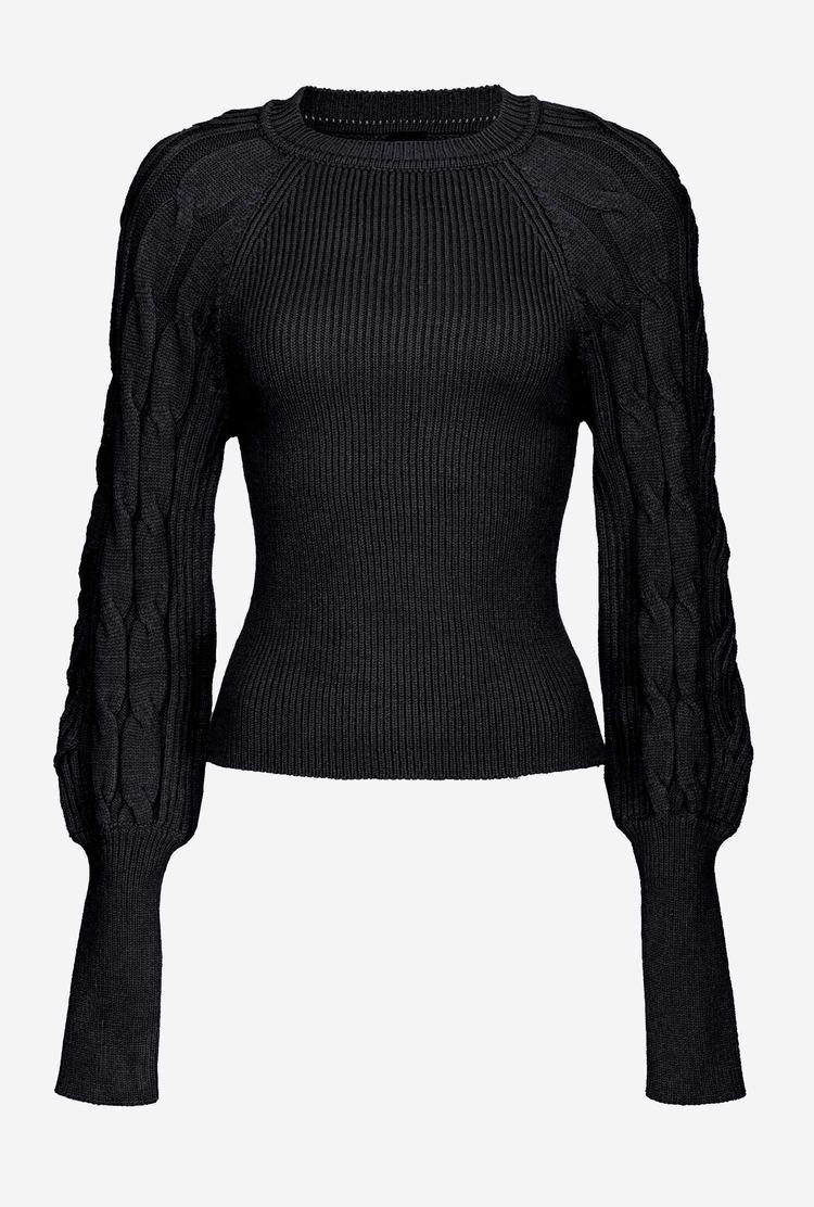 Women's Pinko Cable-knit Pullover Black | Australia-32670489