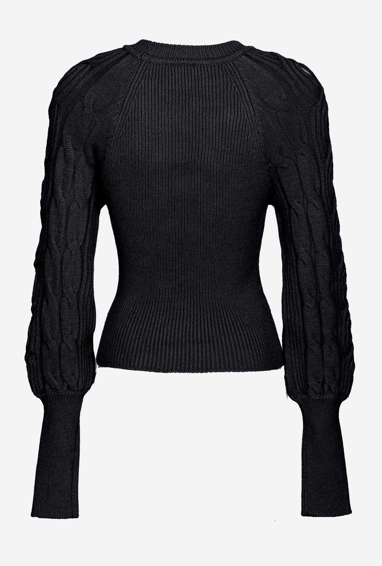 Women's Pinko Cable-knit Pullover Black | Australia-32670489