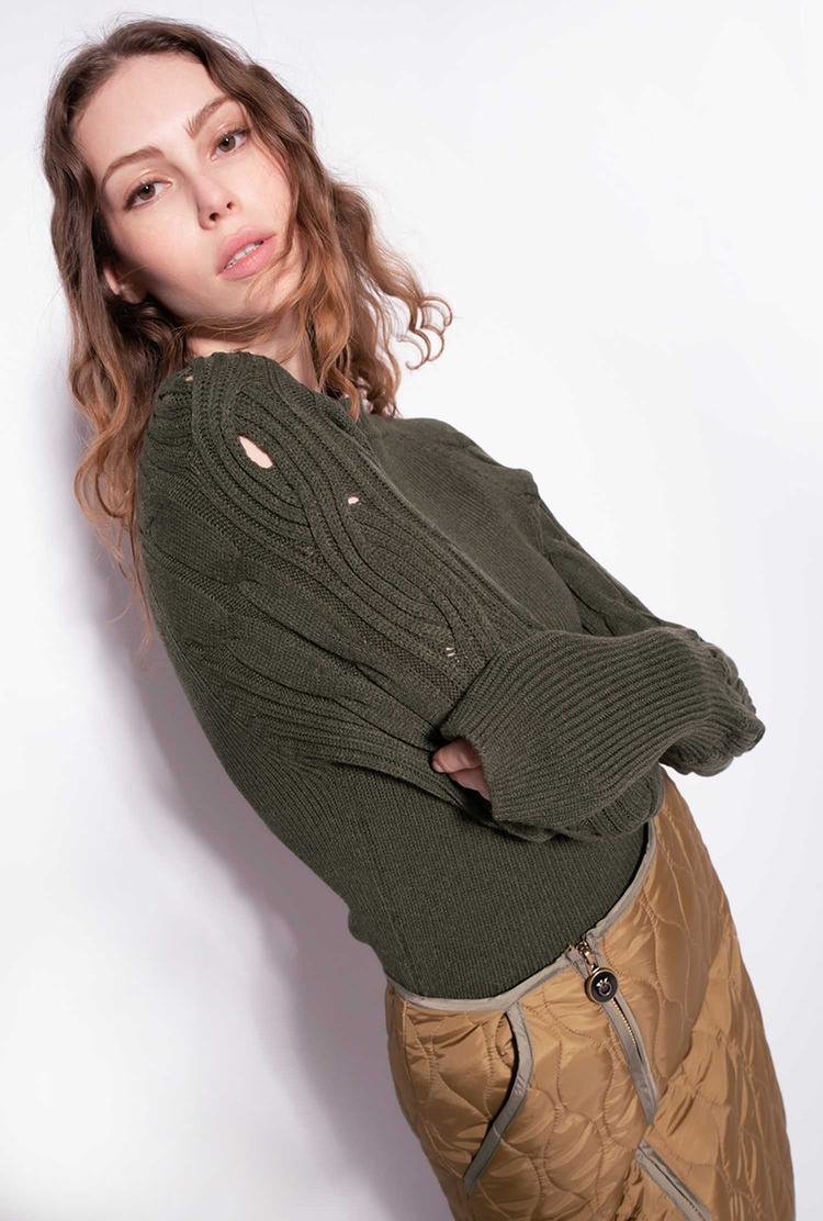 Women's Pinko Cable-knit Pullover Green | Australia-35862749