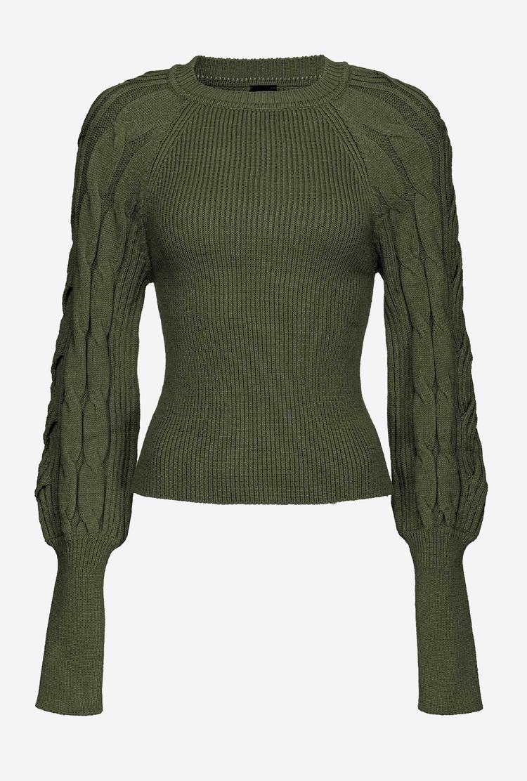 Women's Pinko Cable-knit Pullover Green | Australia-35862749