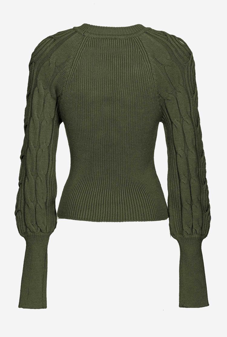 Women's Pinko Cable-knit Pullover Green | Australia-35862749