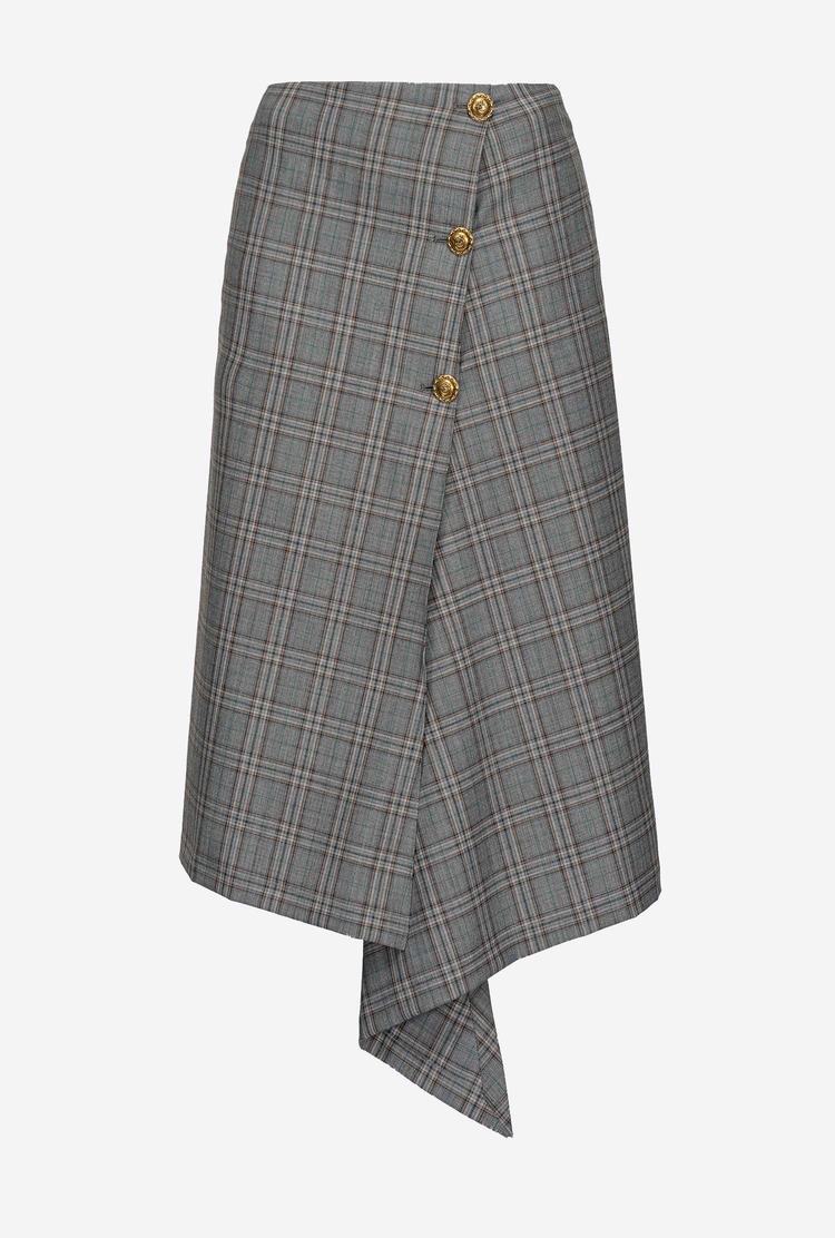 Women's Pinko Calf-length Check Skirts Dark Grey | Australia-26174809