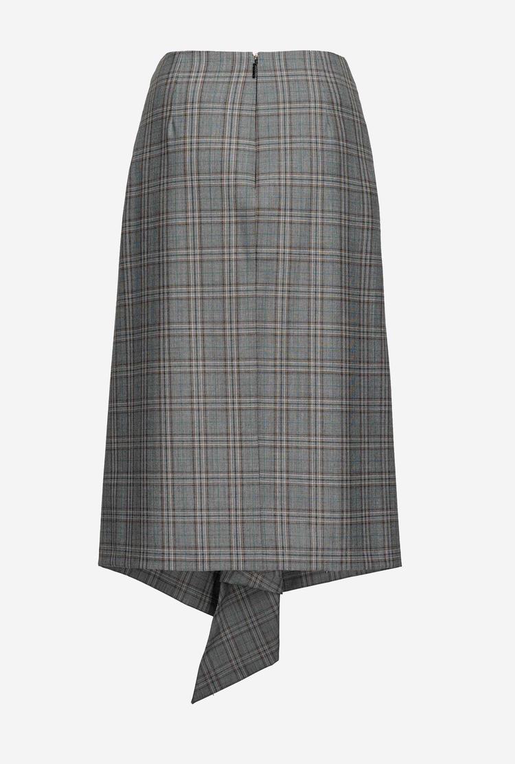 Women's Pinko Calf-length Check Skirts Dark Grey | Australia-26174809