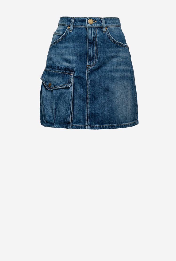 Women's Pinko Cargo-style Denim Mini Skirts Dark Blue | Australia-89206759