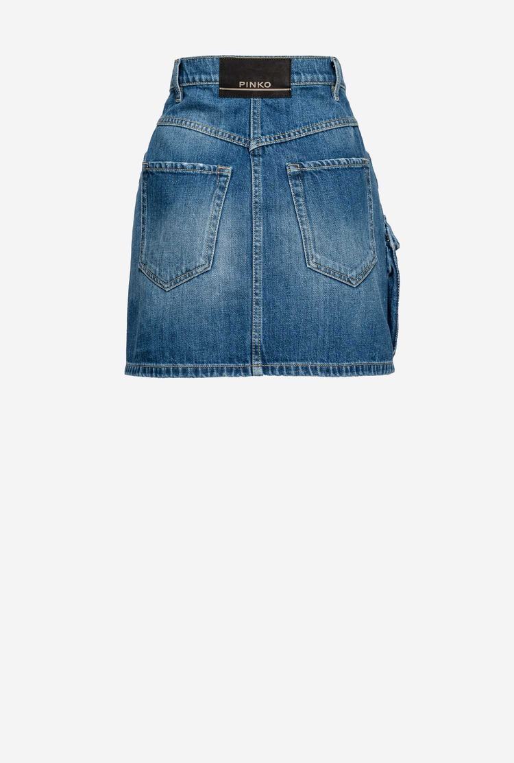 Women's Pinko Cargo-style Denim Mini Skirts Dark Blue | Australia-89206759