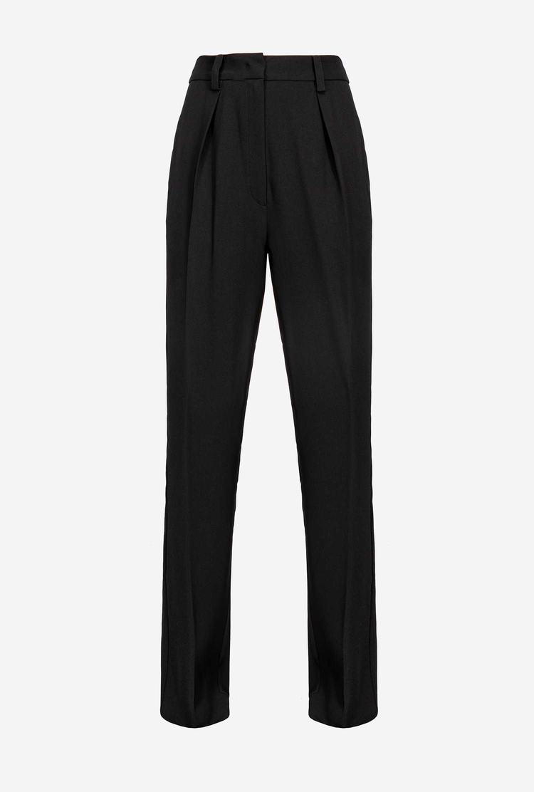 Women\'s Pinko Carrot-fit Crepe Pants Black | Australia-82549379