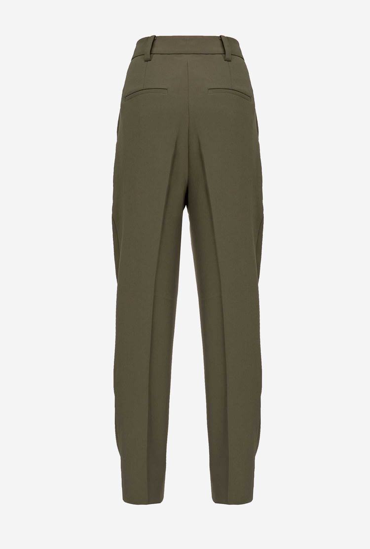 Women's Pinko Carrot-fit Crepe Pants Green | Australia-02719489