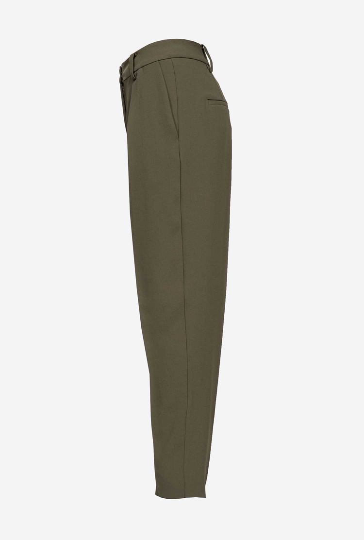 Women's Pinko Carrot-fit Crepe Pants Green | Australia-02719489